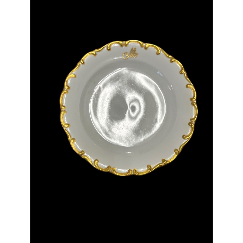 Schumann Arzberg Bavaria White Elegance Gold Encrusted Monogram Plates Set of 5 - Picture 4 of 11